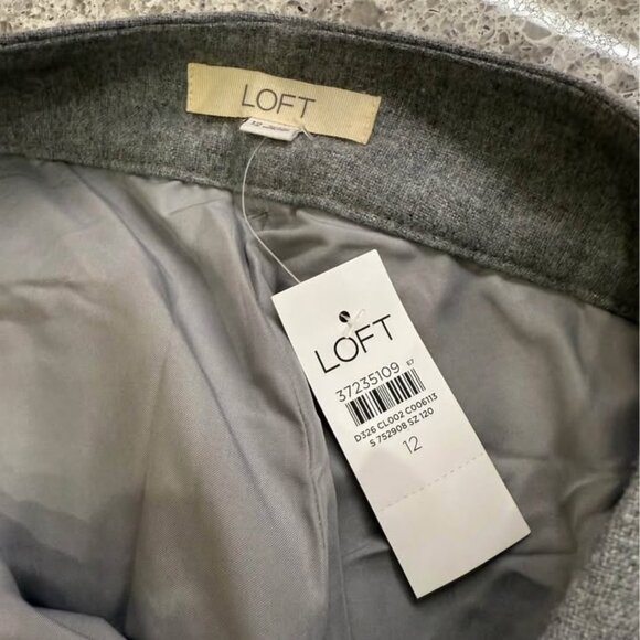 Women’s Loft NWT Gray Lined Straight Cropped Cuff Wool Blend Dress Pants-Size 12 - Picture 2 of 10